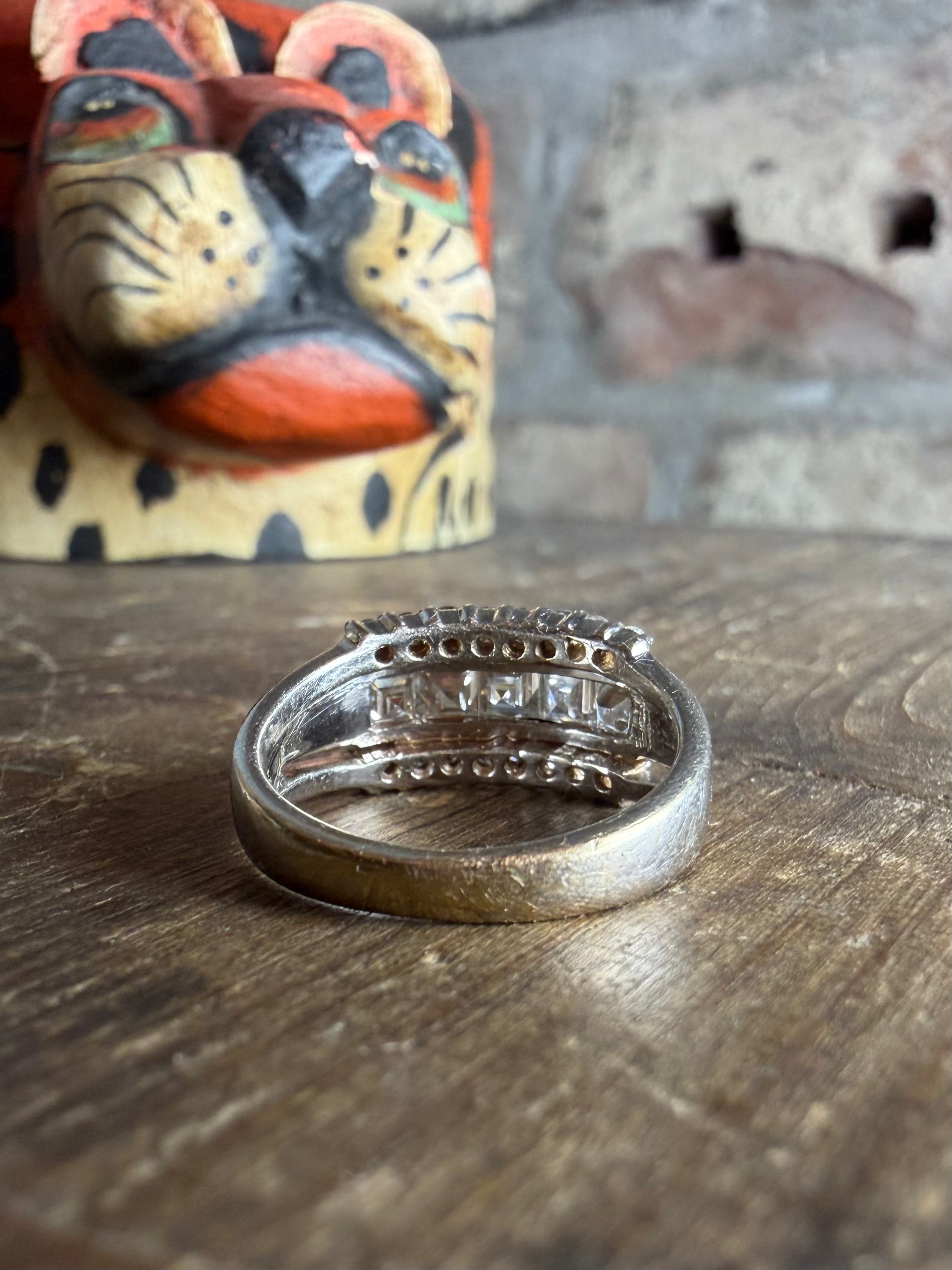 14k Carre Cut Diamond Ring