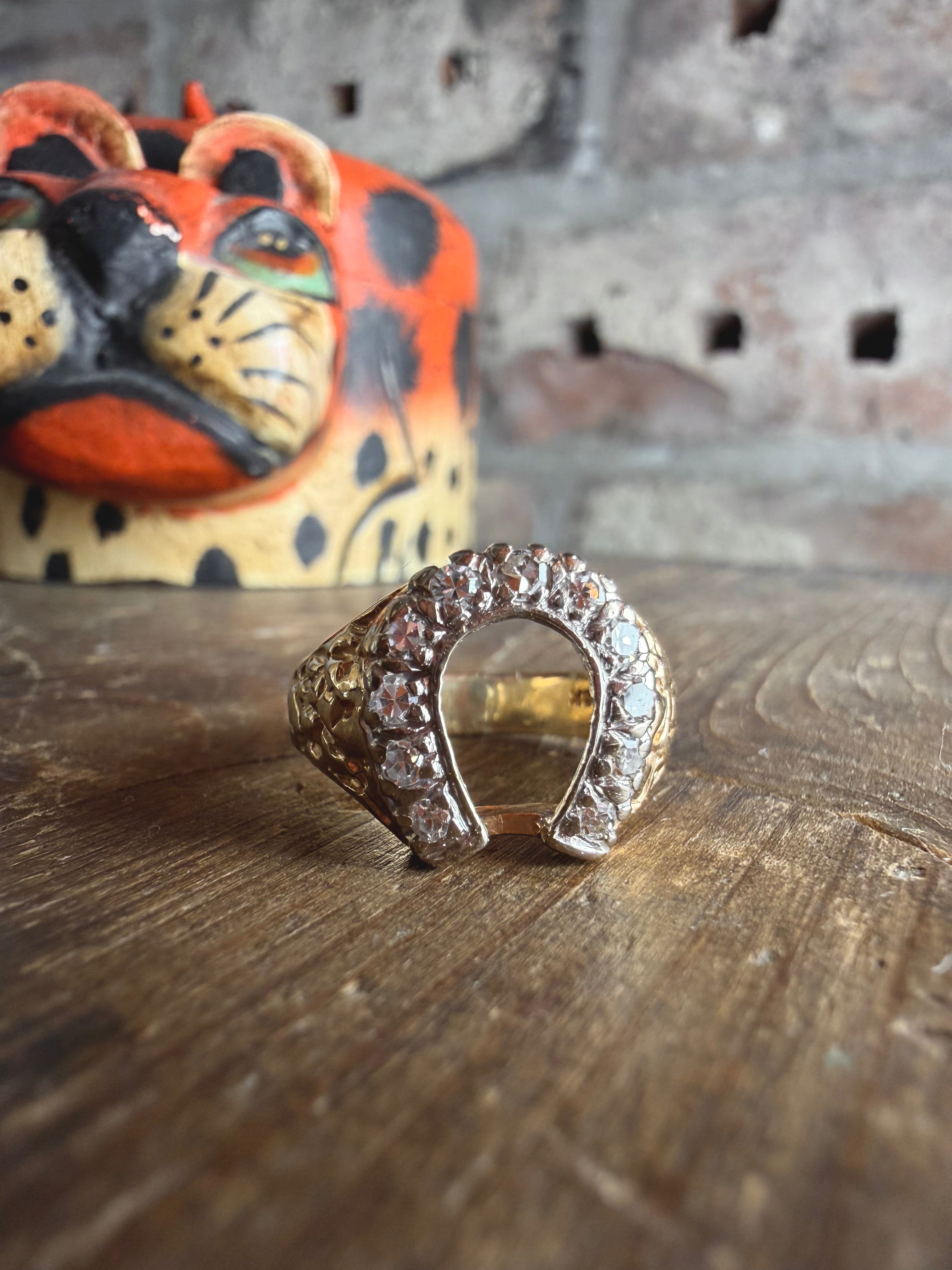 14k Gold Nugget Horseshoe Ring