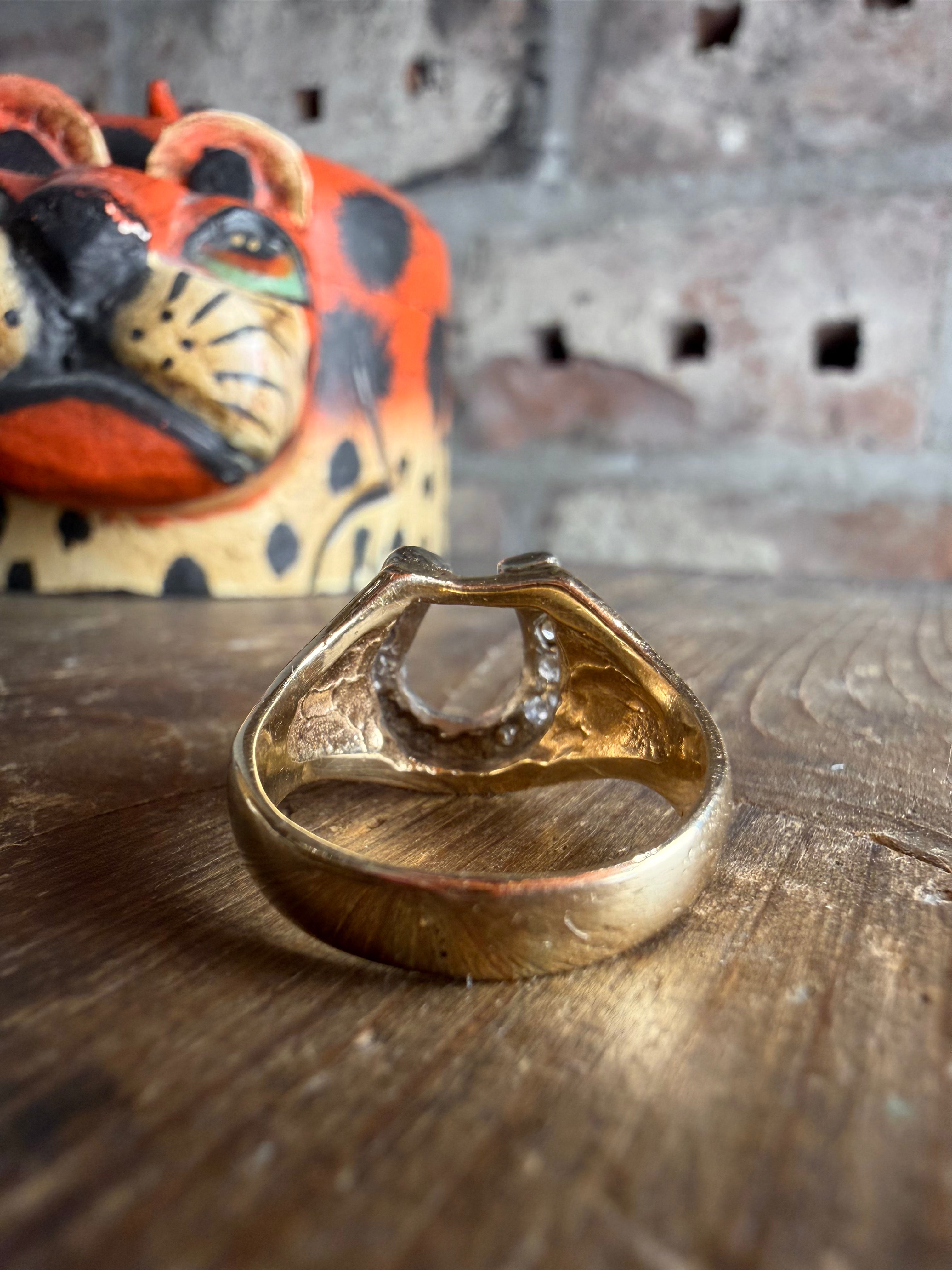 14k Gold Nugget Horseshoe Ring